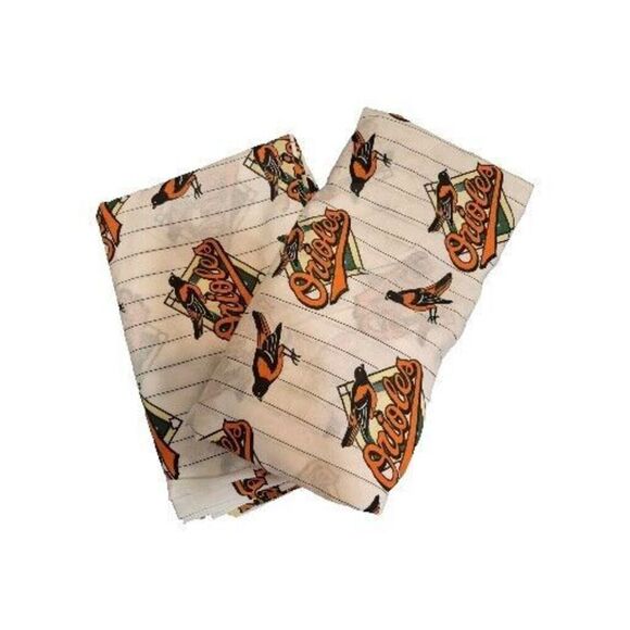 Vtg 1996 Bibb MLB Baltimore Orioles Baseball Fitted Flat Sheets Twin USA Made - Picture 7 of 7